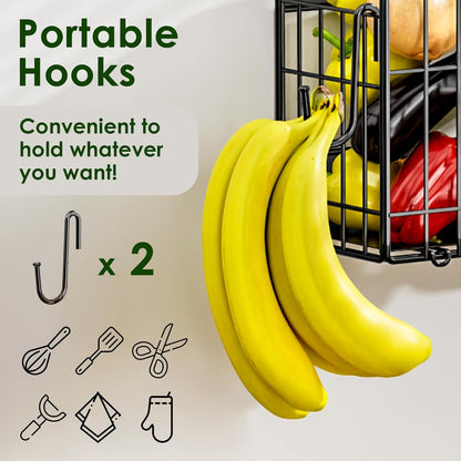 2 Set Magnetic Shelf for Fridge, Potato & Onion Storage Bins, Magnetic Fruit Basket for Refrigerator Pantry Kitchen Counter Laundry, Magnetic Fridge Organizer Spice Snacks Magnet Fridge Shelf