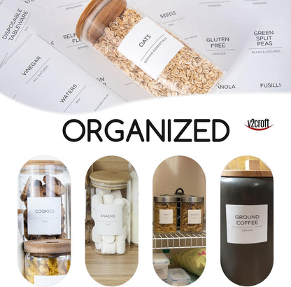 168 Pantry Labels for Food Containers, Minimalist Black Matte Stickers White Fine Line Text,Preprinted Waterproof Label for Glass Jars, Bottles & Canisters,Pantry Organization Storage