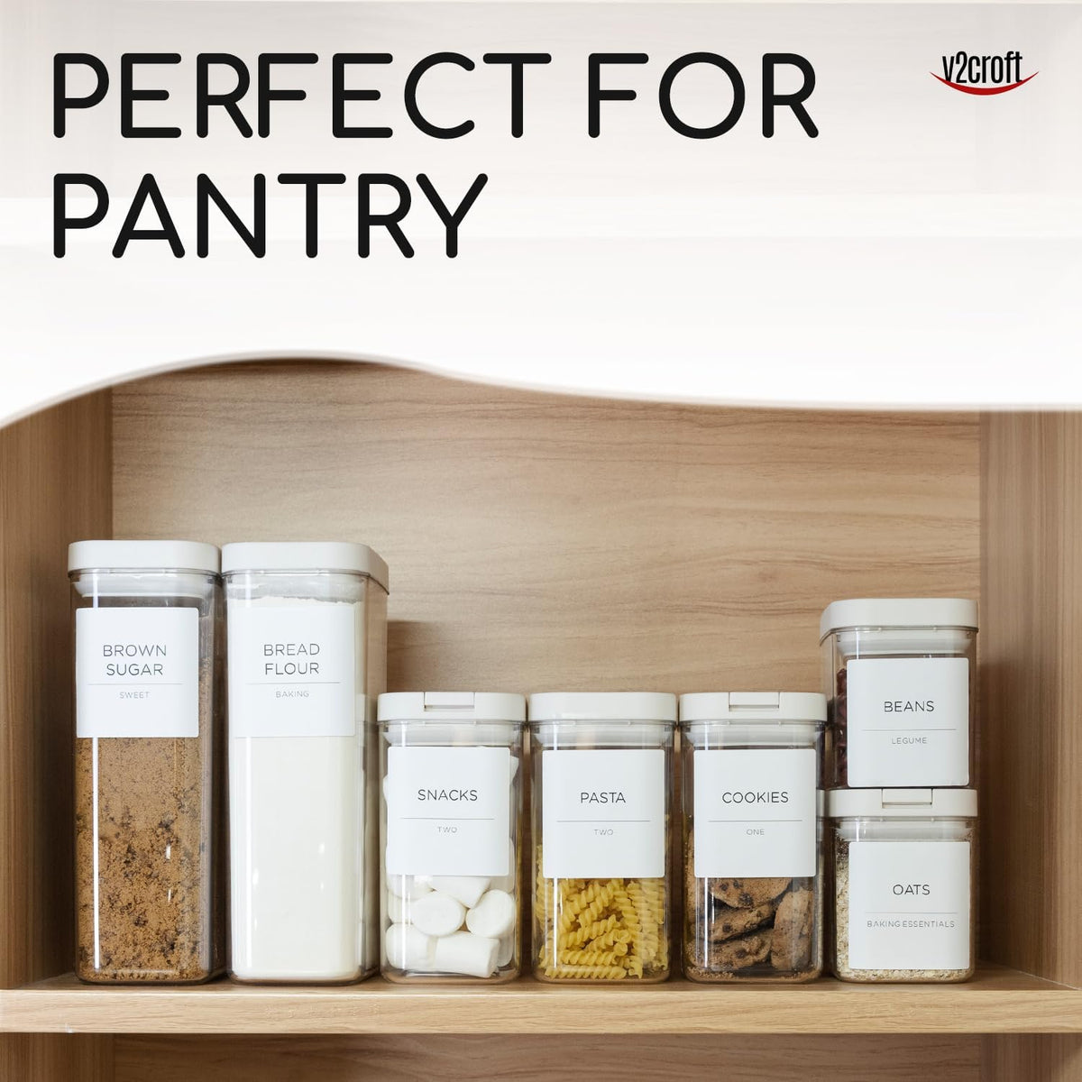 168 Pantry Labels for Food Containers, Minimalist Black Matte Stickers White Fine Line Text,Preprinted Waterproof Label for Glass Jars, Bottles & Canisters,Pantry Organization Storage