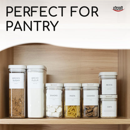 168 Pantry Labels for Food Containers, Minimalist Black Matte Stickers White Fine Line Text,Preprinted Waterproof Label for Glass Jars, Bottles & Canisters,Pantry Organization Storage