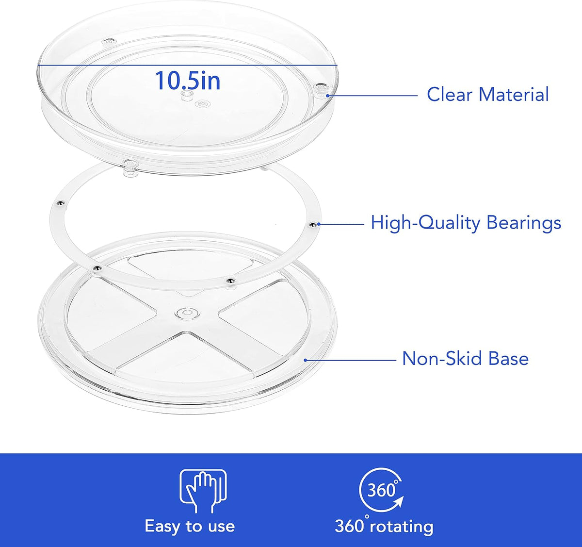 Lazy Susan Turntable, 10.5 Inch Spinning Cabinet Organizer