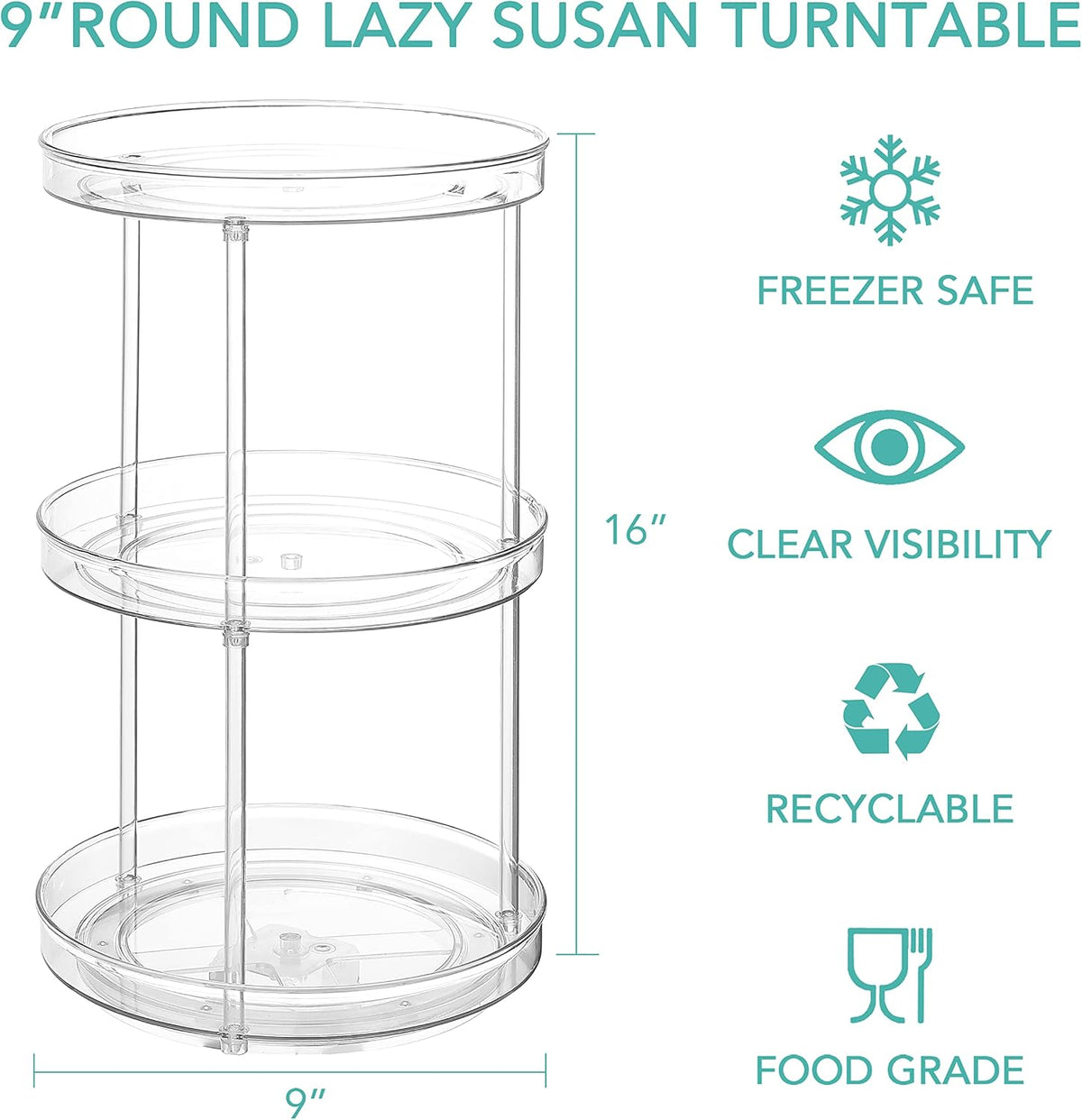 Lazy Susan Turntable, 10.5 Inch Spinning Cabinet Organizer