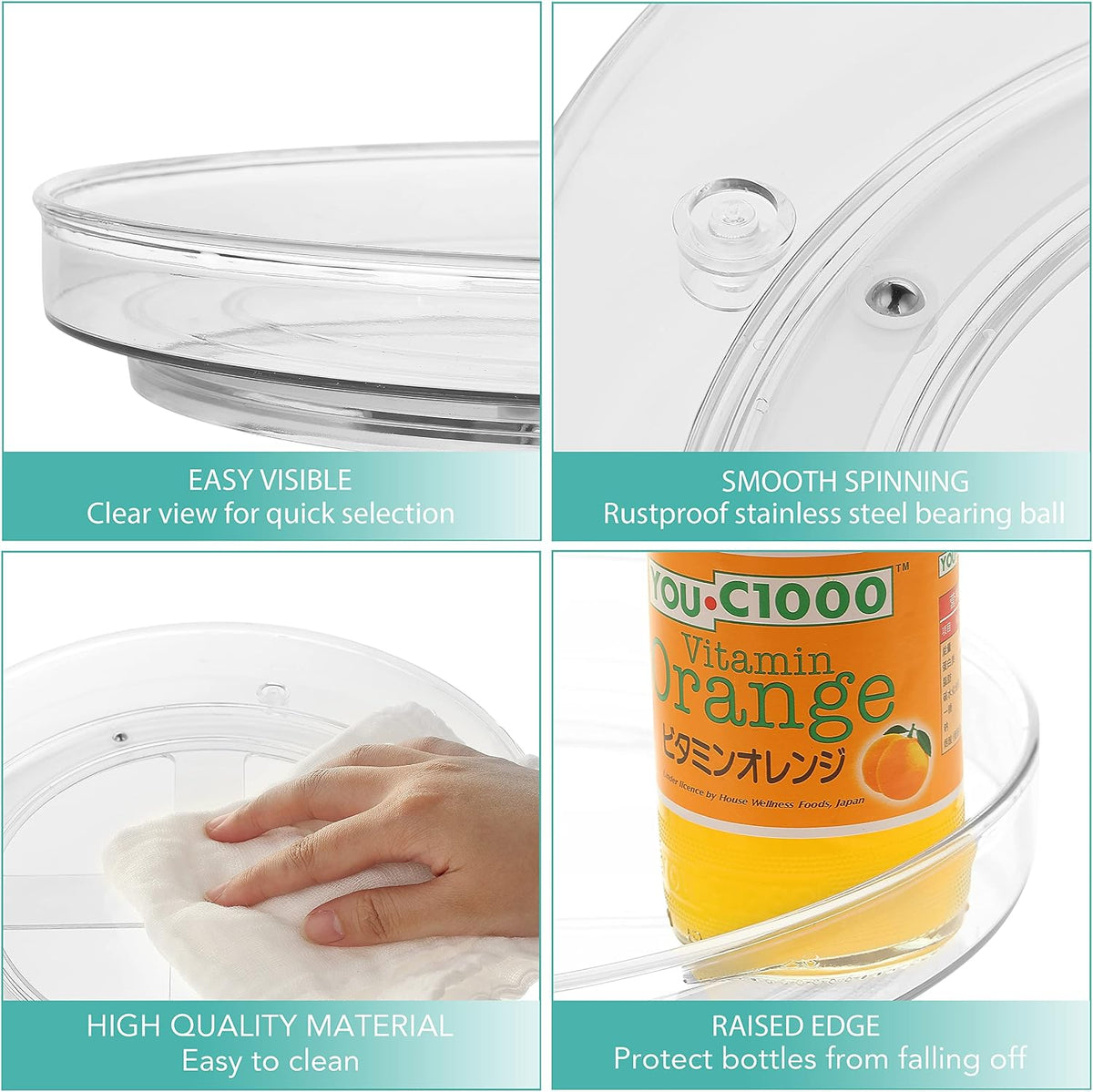 Lazy Susan Turntable, 10.5 Inch Spinning Cabinet Organizer