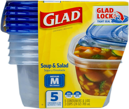 Glad GladWare Medium Rectangle Food Storage Containers, 24 Oz