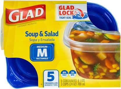Glad GladWare Medium Rectangle Food Storage Containers, 24 Oz