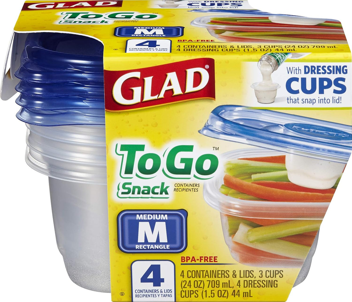 Glad GladWare Medium Rectangle Food Storage Containers, 24 Oz
