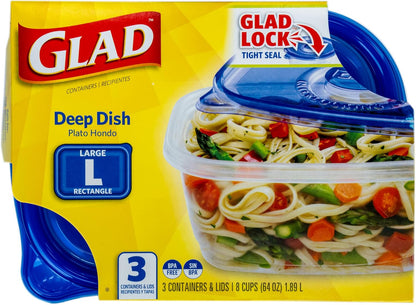 Glad GladWare Medium Rectangle Food Storage Containers, 24 Oz