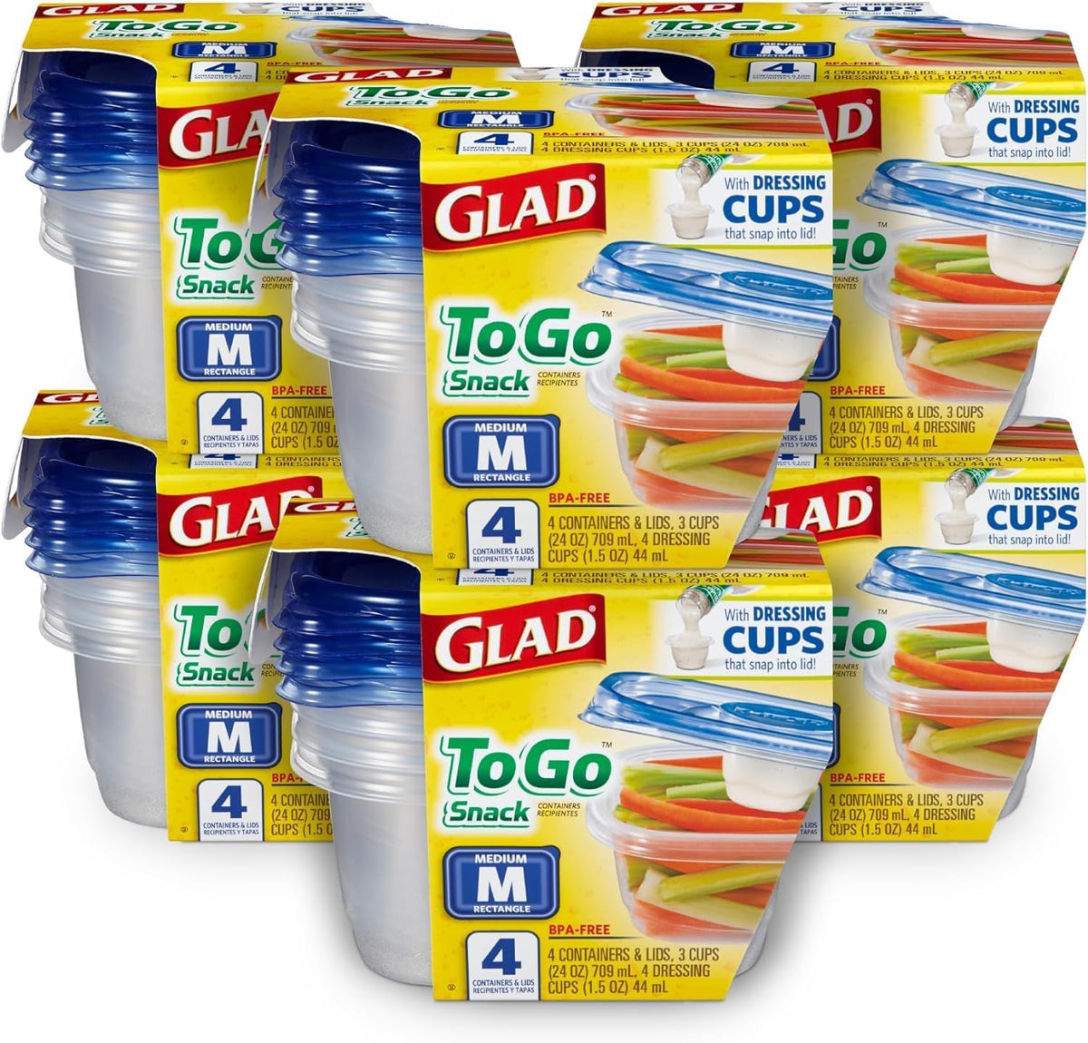Glad GladWare Medium Rectangle Food Storage Containers, 24 Oz