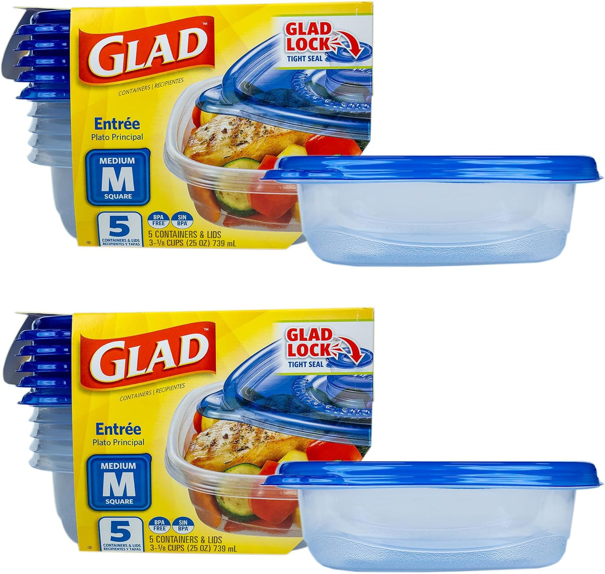Glad GladWare Medium Rectangle Food Storage Containers, 24 Oz