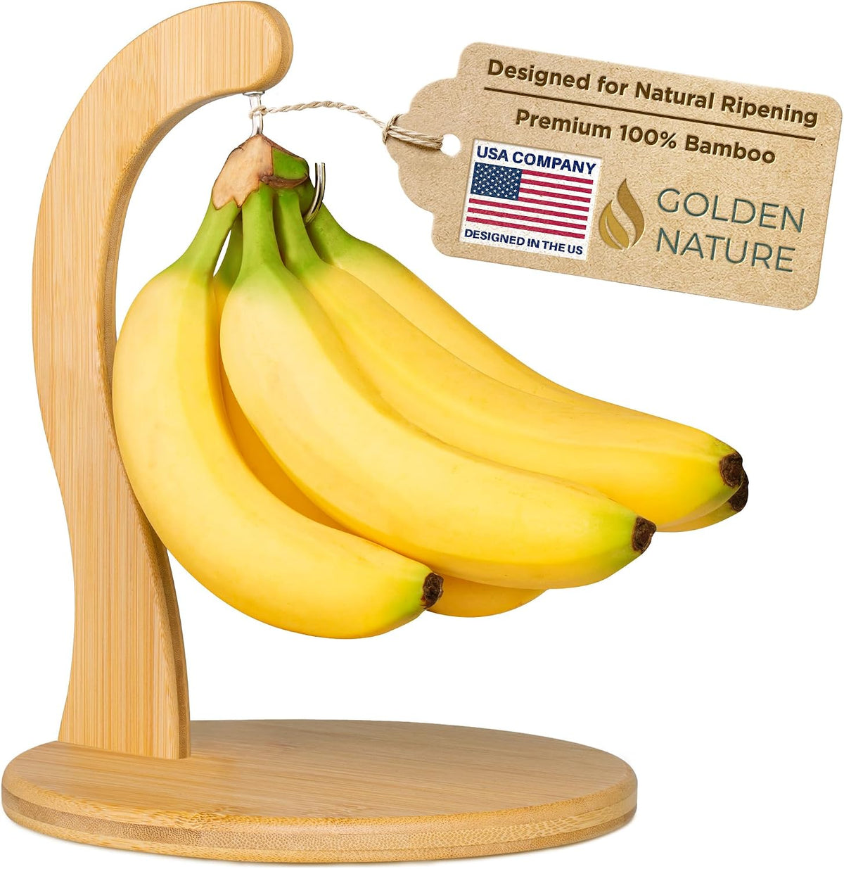 Banana Holder with Hanging Hook - Rustic Wooden Grape Stand