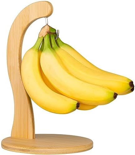 Banana Holder with Hanging Hook - Rustic Wooden Grape Stand