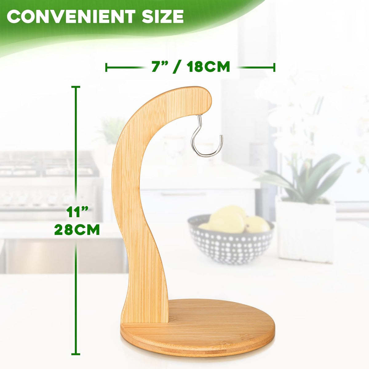 Banana Holder with Hanging Hook - Rustic Wooden Grape Stand