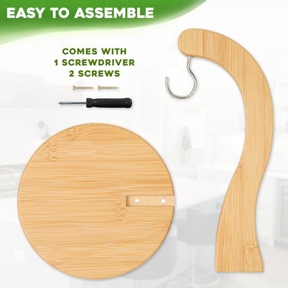 Banana Holder with Hanging Hook - Rustic Wooden Grape Stand