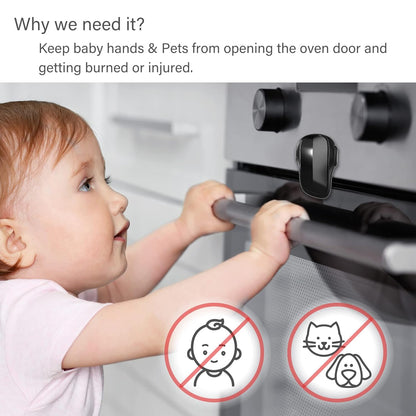 Oven Lock Childproof, Oven Front Door Lock Child Safety, Strong Adhesive Easy to Install, Heat-Resistant, Black