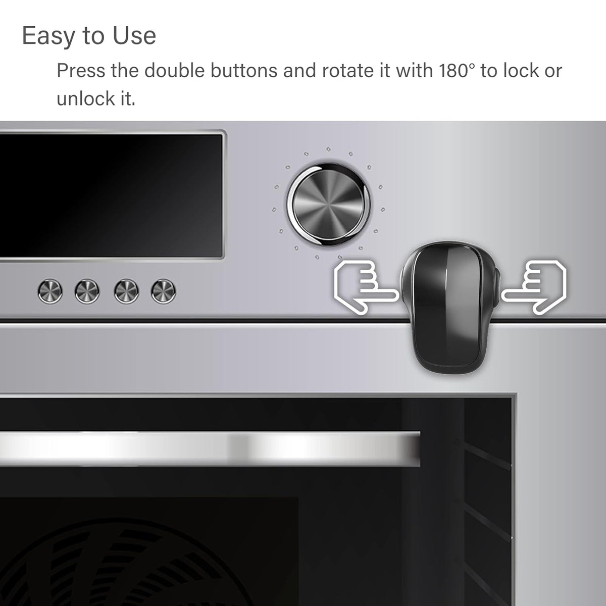 Oven Lock Childproof, Oven Front Door Lock Child Safety, Strong Adhesive Easy to Install, Heat-Resistant, Black
