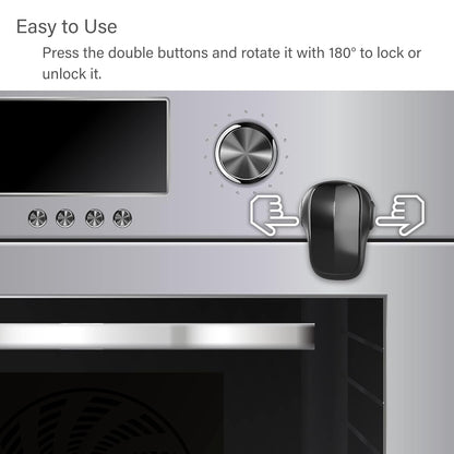 Oven Lock Childproof, Oven Front Door Lock Child Safety, Strong Adhesive Easy to Install, Heat-Resistant, Black