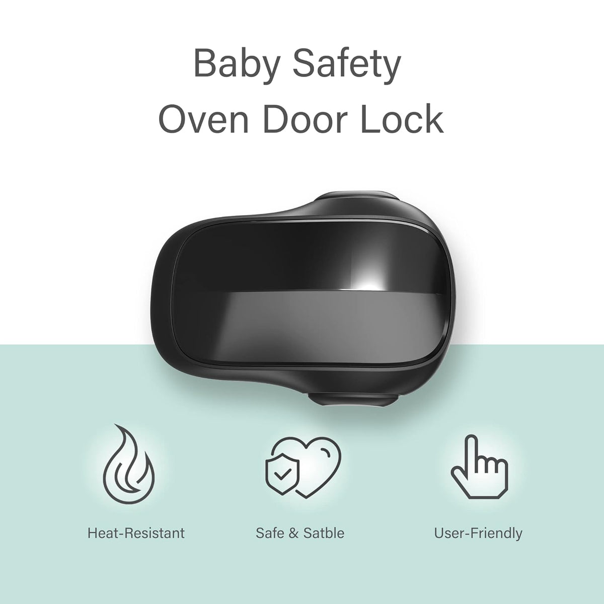 Oven Lock Childproof, Oven Front Door Lock Child Safety, Strong Adhesive Easy to Install, Heat-Resistant, Black