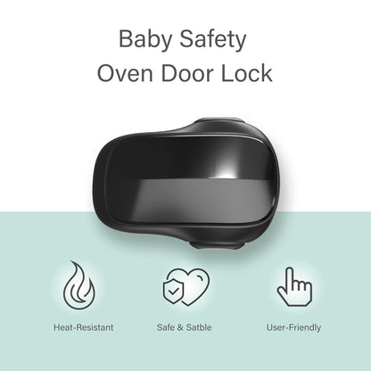 Oven Lock Childproof, Oven Front Door Lock Child Safety, Strong Adhesive Easy to Install, Heat-Resistant, Black