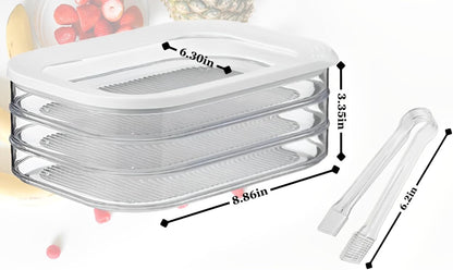 3-Layer Deli Meat Container for Fridge with Tong, Stackable Lunch Meat Storage Box, Airtight Deli Container with Lids for Refrigerator, Food Storage Organizer for Cold Cuts, Ham, Turkey & Salami