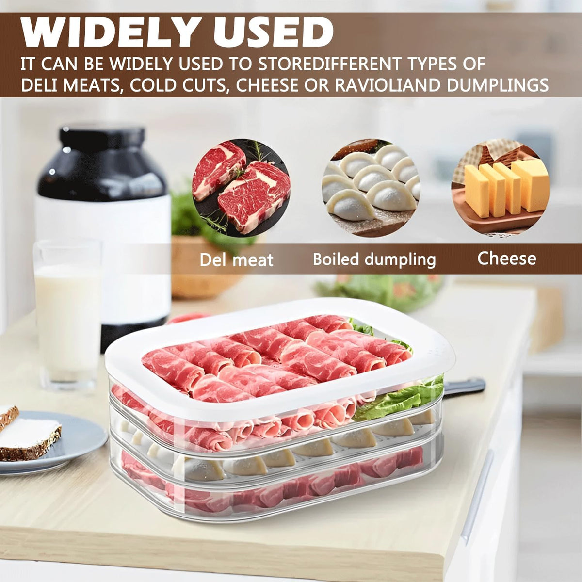 3-Layer Deli Meat Container for Fridge with Tong, Stackable Lunch Meat Storage Box, Airtight Deli Container with Lids for Refrigerator, Food Storage Organizer for Cold Cuts, Ham, Turkey & Salami