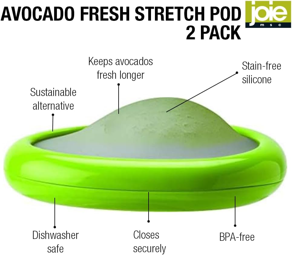Joie Food Saver Set, Reusable Food Storage Stretch Pods Ideal for Avocados, Tomatoes, Onions, and Lemons, Stores Leftover Half For Fresh Keeping