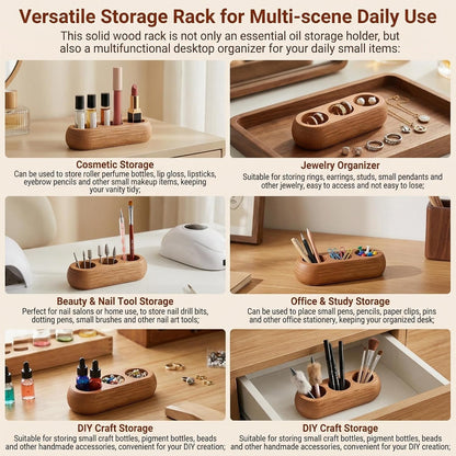 3 Slots Wooden Essential Oil Bottle Holder Storage Rack Aromatherapy Essential Oil Display Stand Organizer Shelf for Home and Travel