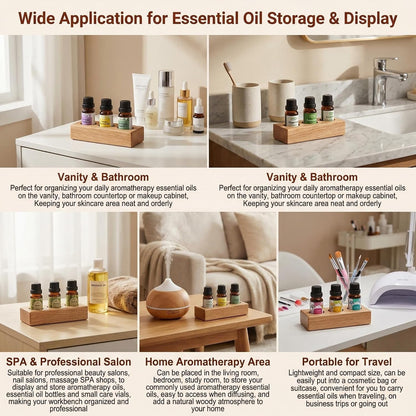 3 Slots Wooden Essential Oil Bottle Holder Storage Rack Aromatherapy Essential Oil Display Stand Organizer Shelf for Home and Travel