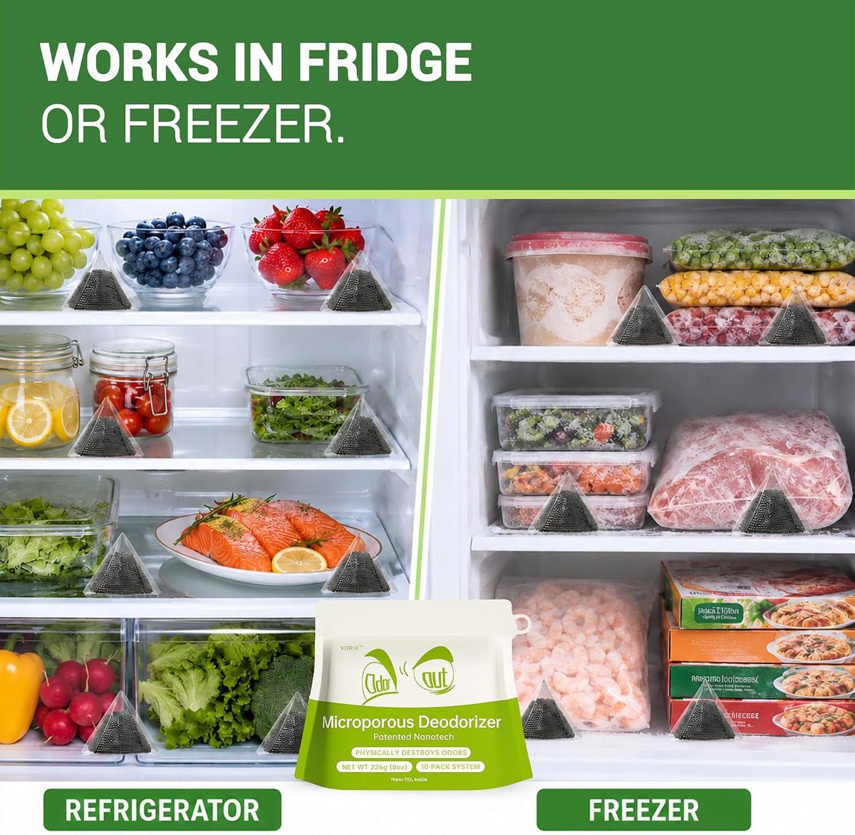 Fridge Freezer Deodorizer Activated Charcoal Odor Absorber 10 Pack