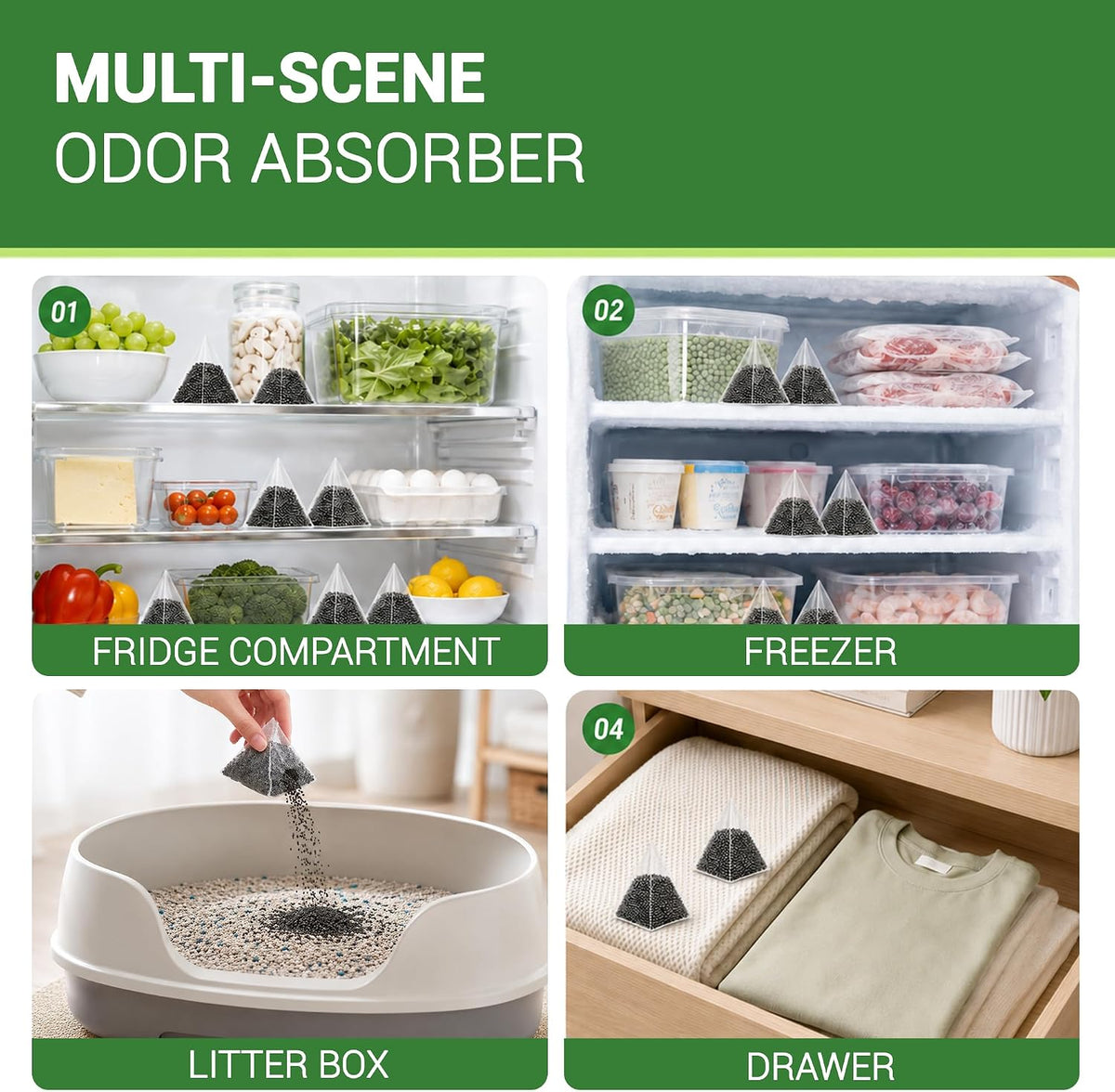 Fridge Freezer Deodorizer Activated Charcoal Odor Absorber 10 Pack
