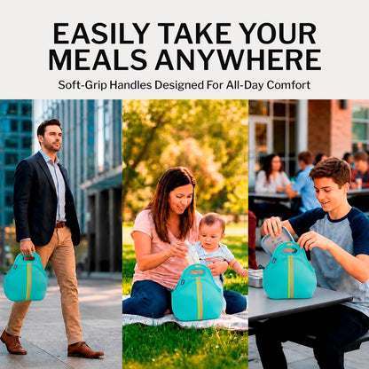 Gourmet Getaway Lunch Bag - Insulated Neoprene Lunch Box for Women and Men, Collapsible and Machine Washable, Black