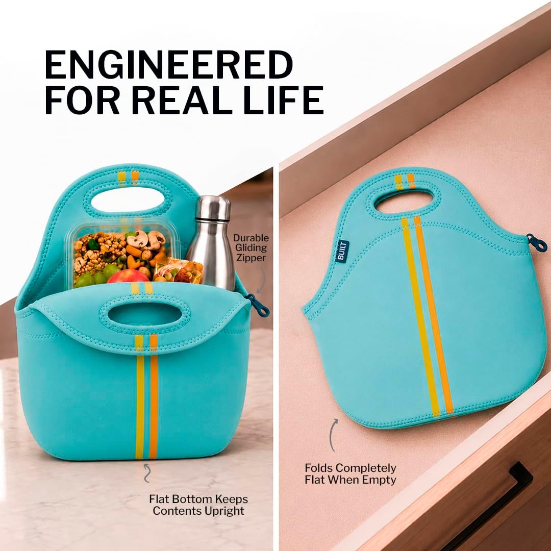 Gourmet Getaway Lunch Bag - Insulated Neoprene Lunch Box for Women and Men, Collapsible and Machine Washable, Black