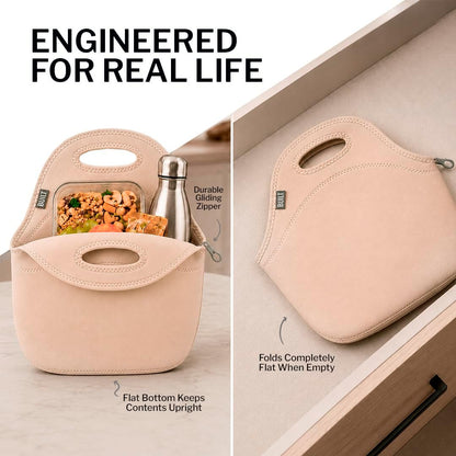 Gourmet Getaway Lunch Bag - Insulated Neoprene Lunch Box for Women and Men, Collapsible and Machine Washable, Black
