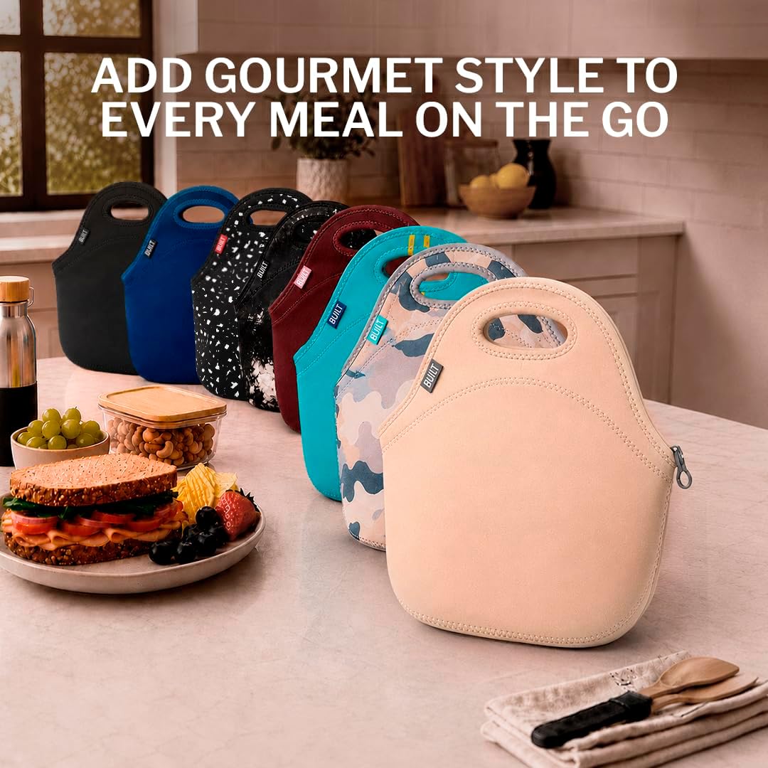 Gourmet Getaway Lunch Bag - Insulated Neoprene Lunch Box for Women and Men, Collapsible and Machine Washable, Black