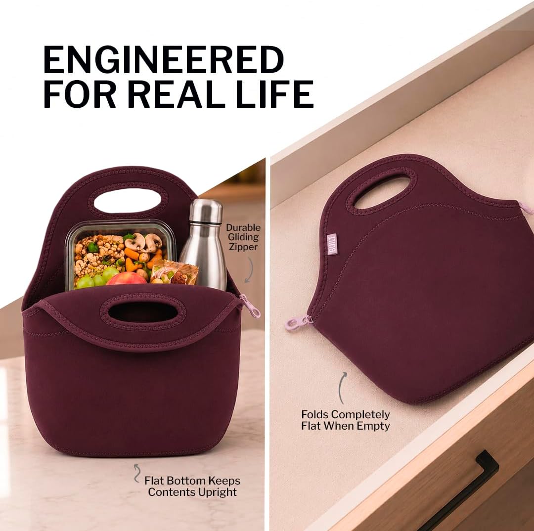 Gourmet Getaway Lunch Bag - Insulated Neoprene Lunch Box for Women and Men, Collapsible and Machine Washable, Black