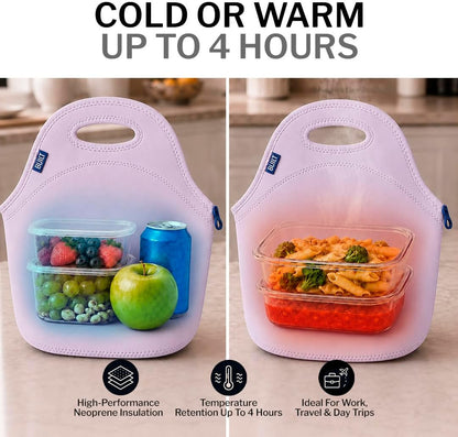 Gourmet Getaway Lunch Bag - Insulated Neoprene Lunch Box for Women and Men, Collapsible and Machine Washable, Black