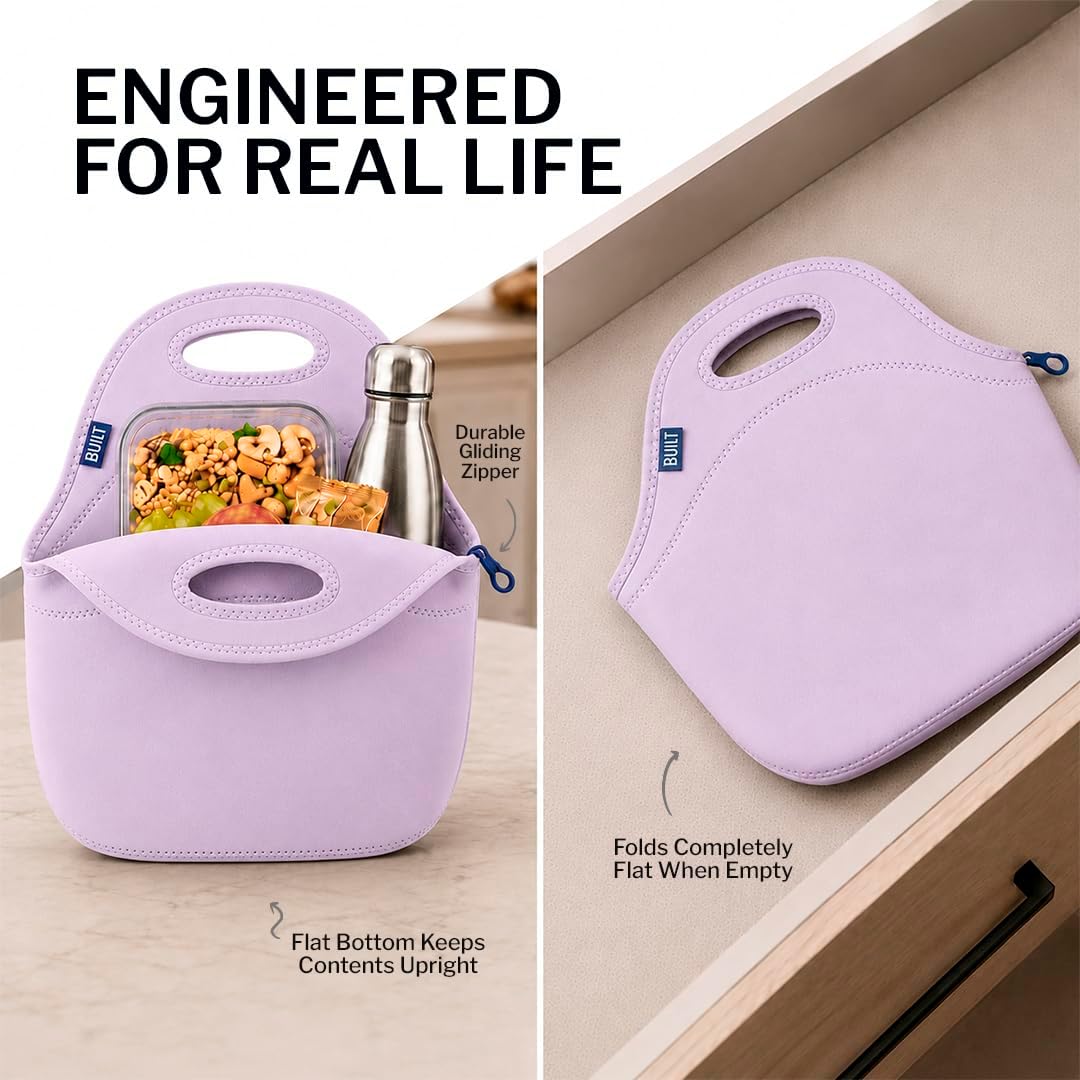 Gourmet Getaway Lunch Bag - Insulated Neoprene Lunch Box for Women and Men, Collapsible and Machine Washable, Black