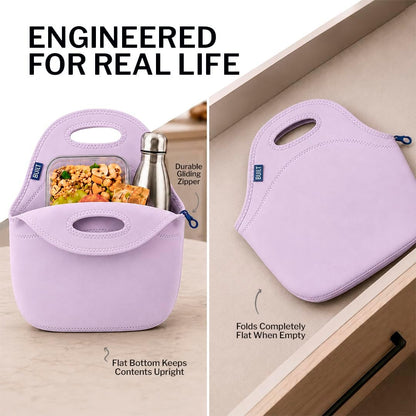 Gourmet Getaway Lunch Bag - Insulated Neoprene Lunch Box for Women and Men, Collapsible and Machine Washable, Black