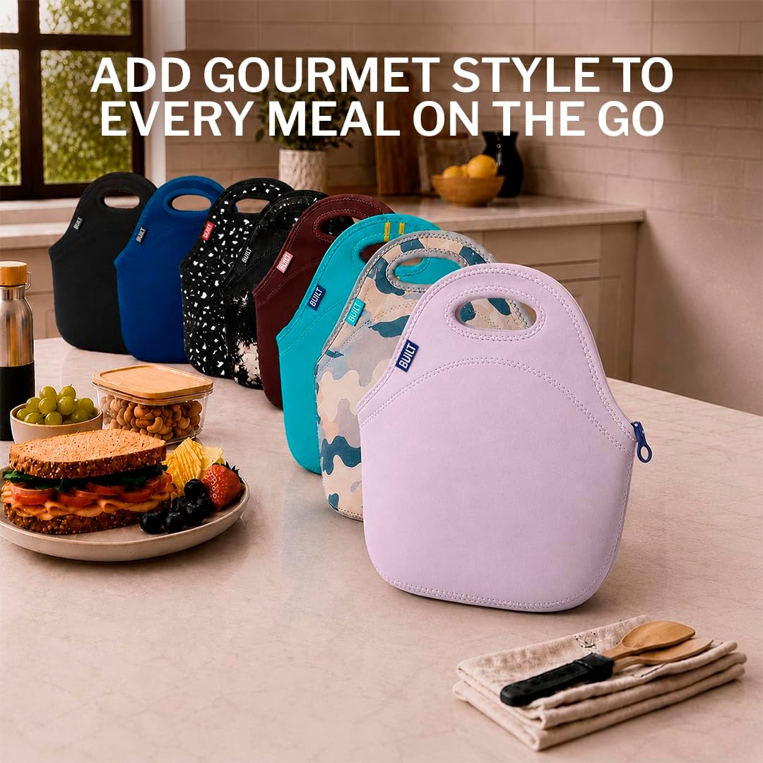 Gourmet Getaway Lunch Bag - Insulated Neoprene Lunch Box for Women and Men, Collapsible and Machine Washable, Black