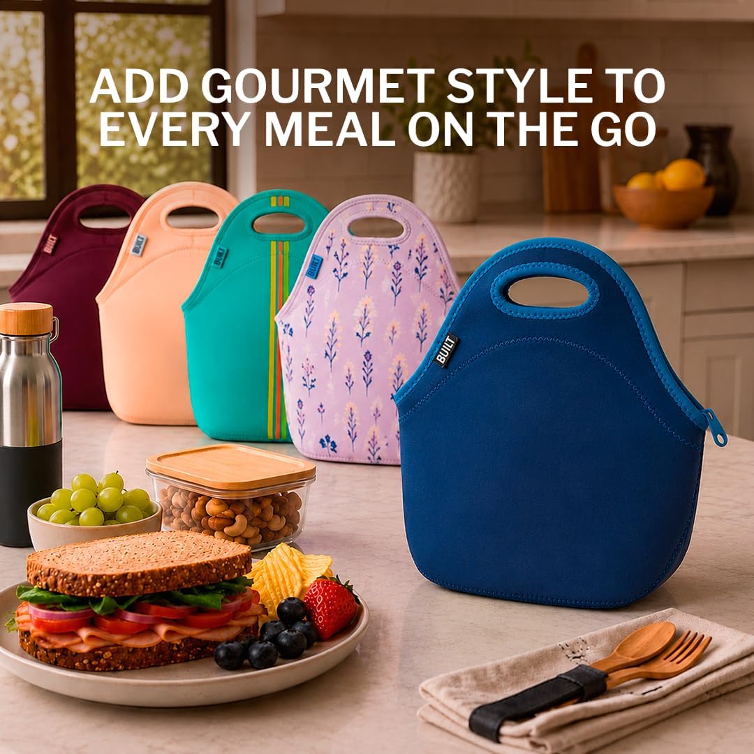 Gourmet Getaway Lunch Bag - Insulated Neoprene Lunch Box for Women and Men, Collapsible and Machine Washable, Black
