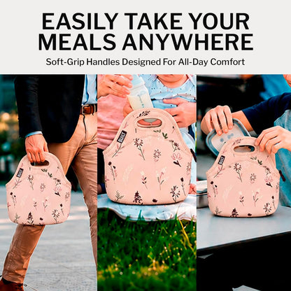 Gourmet Getaway Lunch Bag - Insulated Neoprene Lunch Box for Women and Men, Collapsible and Machine Washable, Black