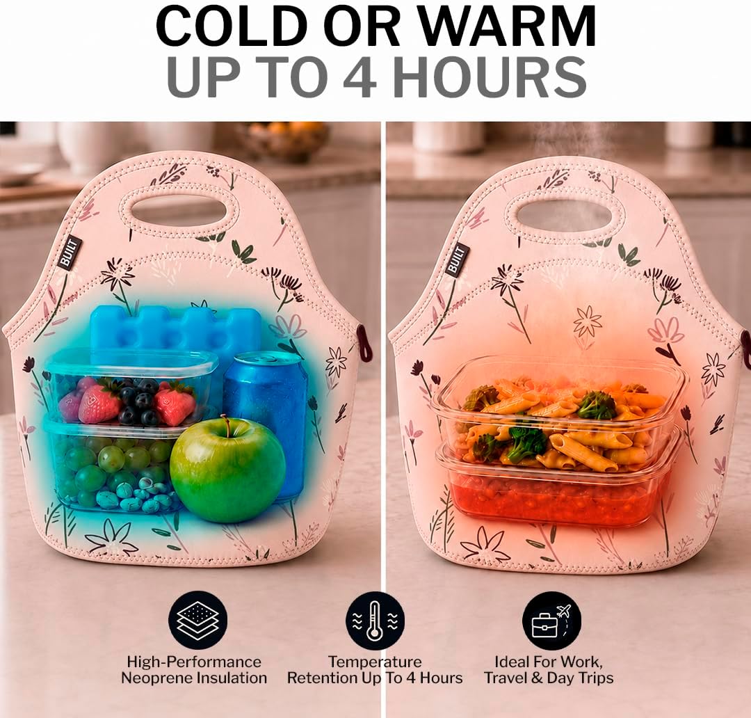 Gourmet Getaway Lunch Bag - Insulated Neoprene Lunch Box for Women and Men, Collapsible and Machine Washable, Black
