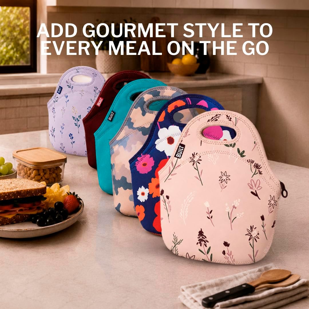 Gourmet Getaway Lunch Bag - Insulated Neoprene Lunch Box for Women and Men, Collapsible and Machine Washable, Black