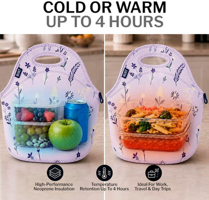 Gourmet Getaway Lunch Bag - Insulated Neoprene Lunch Box for Women and Men, Collapsible and Machine Washable, Black
