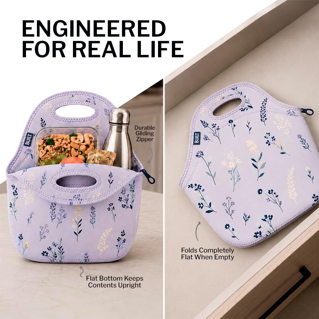 Gourmet Getaway Lunch Bag - Insulated Neoprene Lunch Box for Women and Men, Collapsible and Machine Washable, Black