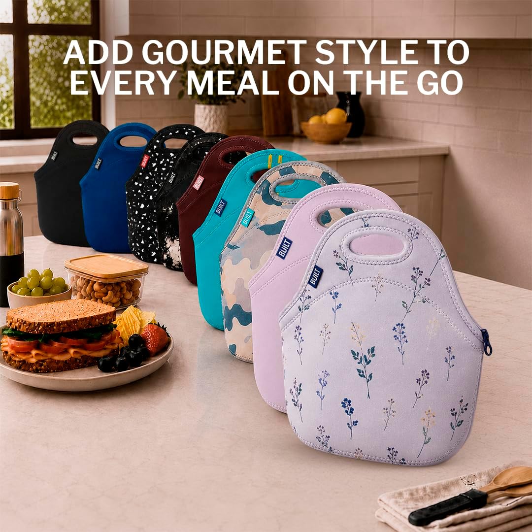 Gourmet Getaway Lunch Bag - Insulated Neoprene Lunch Box for Women and Men, Collapsible and Machine Washable, Black