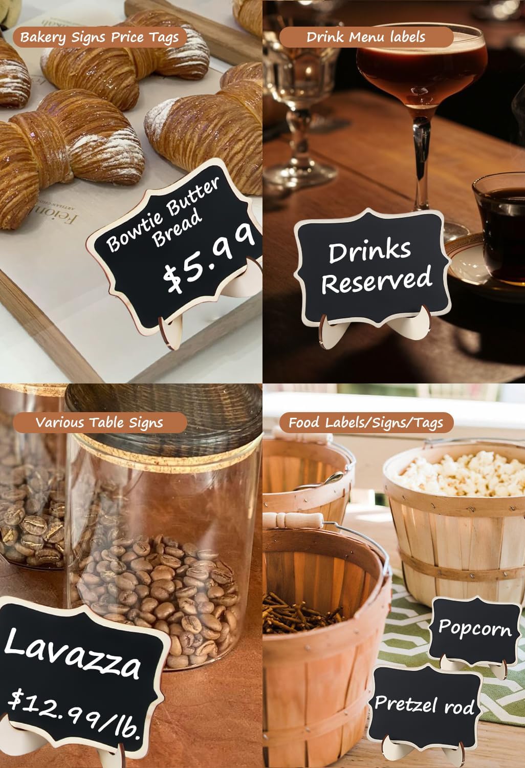 18PCS Mini Chalkboard Signs with Easel Stand/Food Labels for Party Buffet | Catering Supplies Buffet Display/Wedding Signs/Party Supplies/Place Cards/Reserved Table Numbers/Food Signs for Buffet etc.