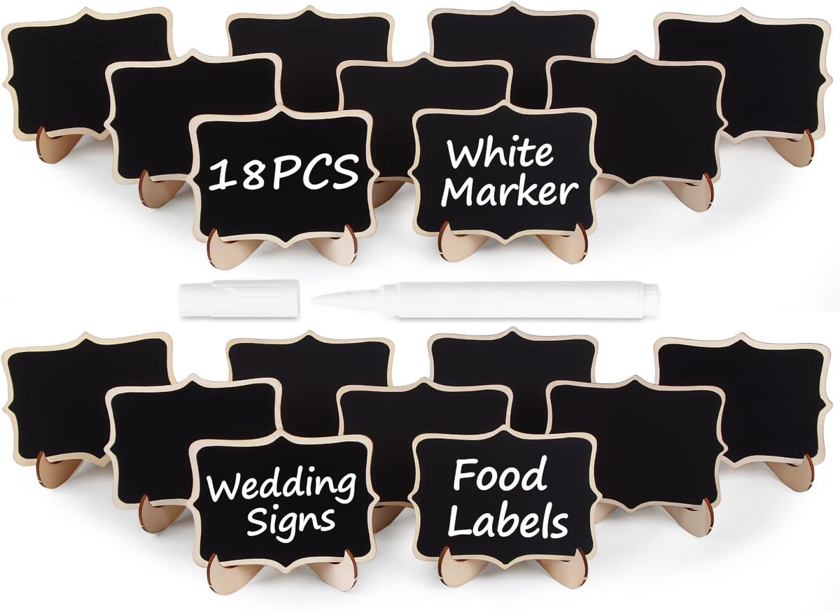 18PCS Mini Chalkboard Signs with Easel Stand/Food Labels for Party Buffet | Catering Supplies Buffet Display/Wedding Signs/Party Supplies/Place Cards/Reserved Table Numbers/Food Signs for Buffet etc.