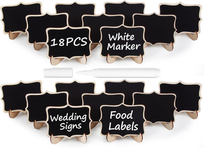 18PCS Mini Chalkboard Signs with Easel Stand/Food Labels for Party Buffet | Catering Supplies Buffet Display/Wedding Signs/Party Supplies/Place Cards/Reserved Table Numbers/Food Signs for Buffet etc.