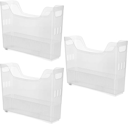 3 Pcs Freezer Drawer Organizer Bins - Clear Plastic Pantry Organizers with Wheels, Tall Narrow Kitchen Organization Rolling Freezer Bins for Bottom Freezer, Storage Containers for Home, Office