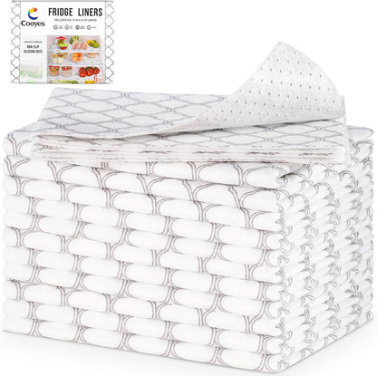 Non Slip Refrigerator Liners, 2-in-1 Fridge Mats and Fresh-Keeping Shelf Liners, Absorbs Excess Moisture, BPA-Free, Multiple Sizes for Glass Shelves Kitchen Cabinets Drawers, 6 Pack, 12" × 24"